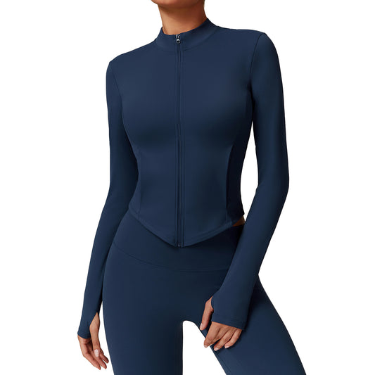 Stand Collar Yoga Coat - Fleece Padded Comfort for Your Active Lifestyle