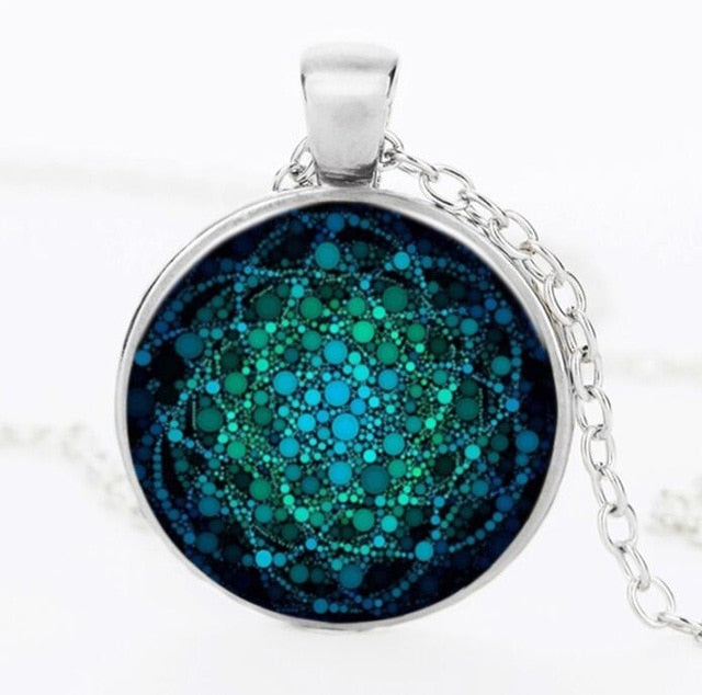 Flower of Life Glass Dome Sacred Geometry  Necklace - Neon North Clothing