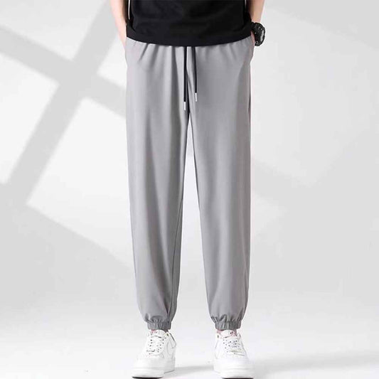 Summer Breathable Ice Silk Pants for Men - Thin Casual Ankle-Length Comfort