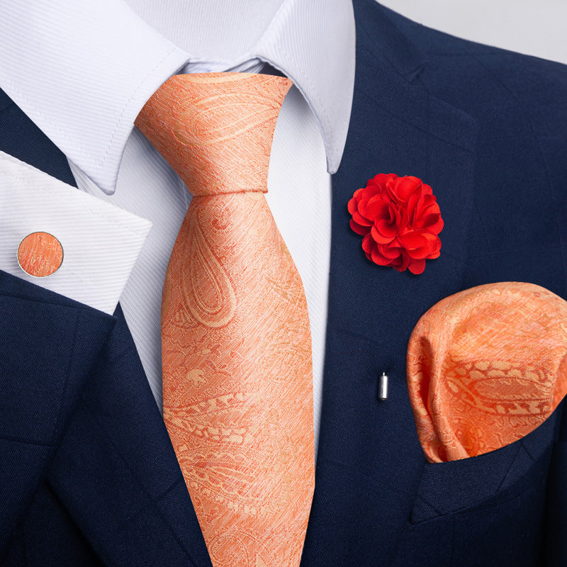 Men's Tie and Pocket Square Set with Pin - 2 Piece Suit Combo - Neon North Clothing