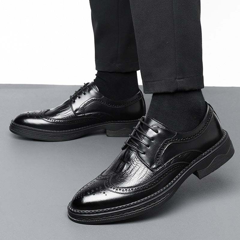 Men's Hollow Leather Casual Shoes for Business and Formal Wear