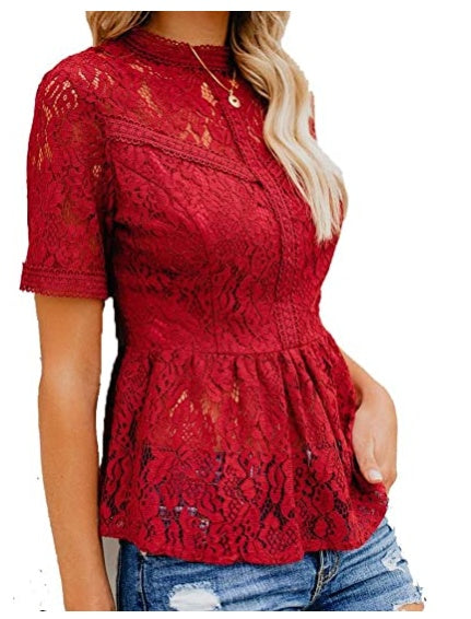 Summer Water-Soluble Lace Blouse - Elegant Crocheted Temperament Top