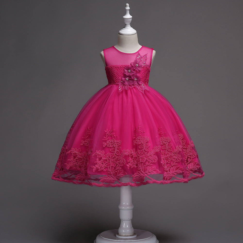 Embroided Princess Girls Dress - Enchanting Embroidered Princess Dress for Little Dreamers