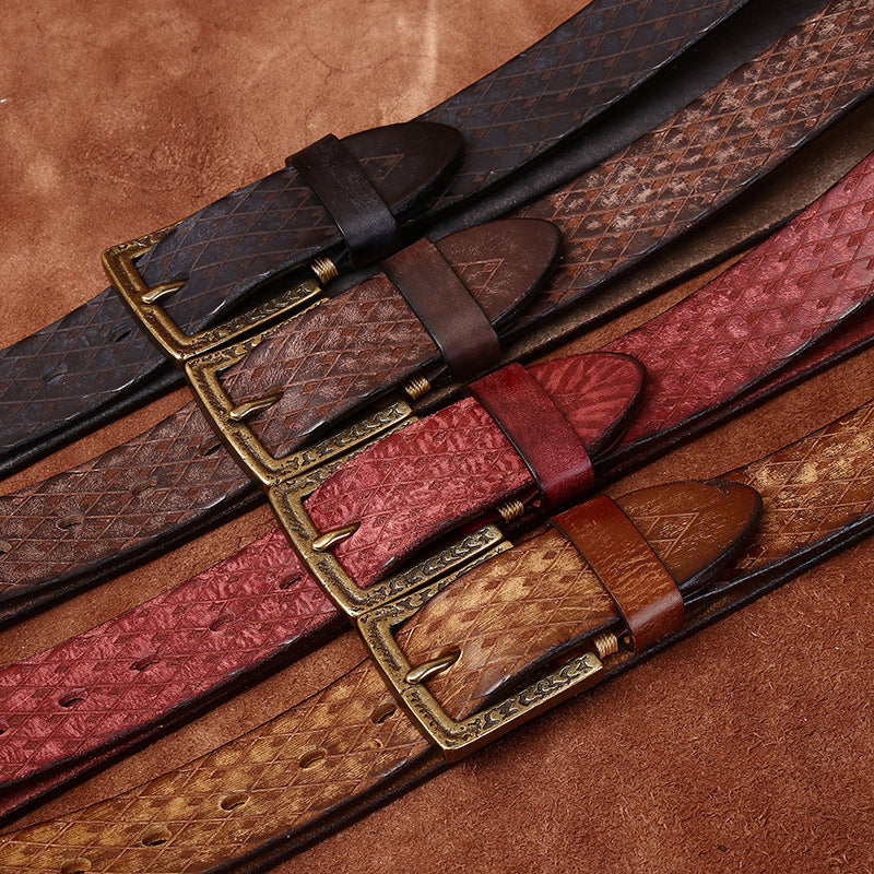 Original Diamond Carved Denim Belt for Men - Neon North Clothing