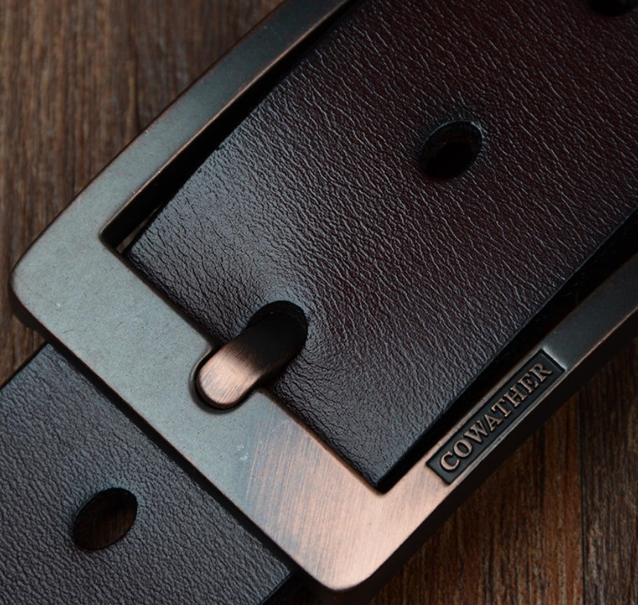 Genuine Leather Men's Belt with Pin Buckle Design - Neon North Clothing