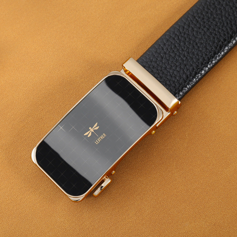 Mens Casual Business Belt Made Of Split Leather - Neon North Clothing