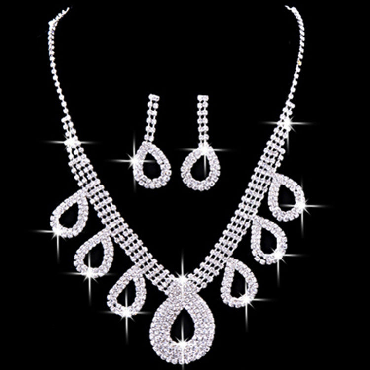 Two Piece Rhinestone Necklace and Earring Set for Stunning Elegance