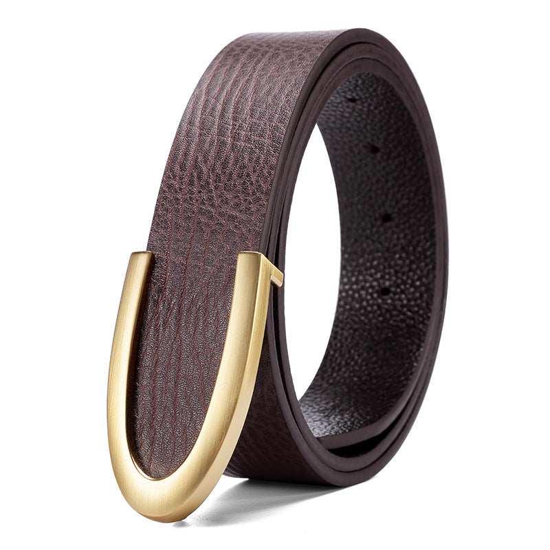 Casual Business Smooth Buckle Men's Leather Belt for Fashionable Men - Neon North Clothing