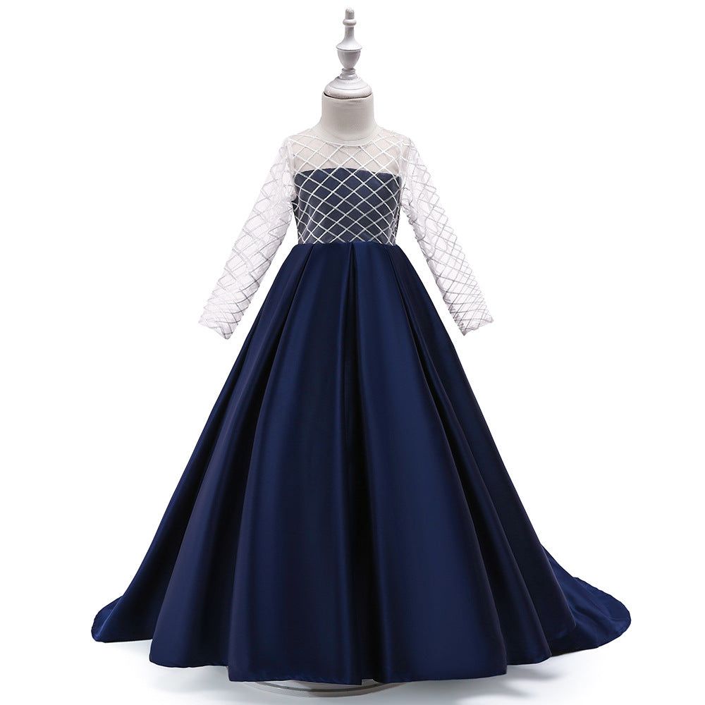 Mesh Long Sleeve Girls Dress for Elegant Casual Wear