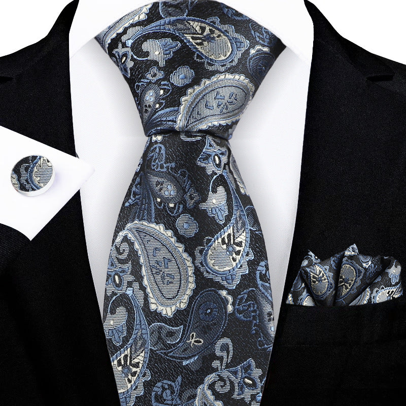 Jacquard Embroidered Tie with Cashew Pattern Design - Neon North Clothing