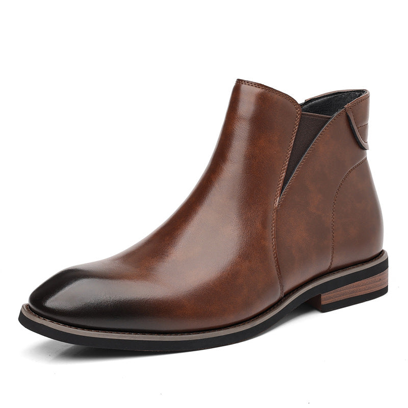 Mens Retro High-Top Leather Boots for Formal Style