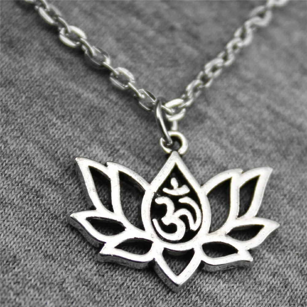 21x17mm Lotus Yoga OM Pendant Necklace - Neon North Clothing
