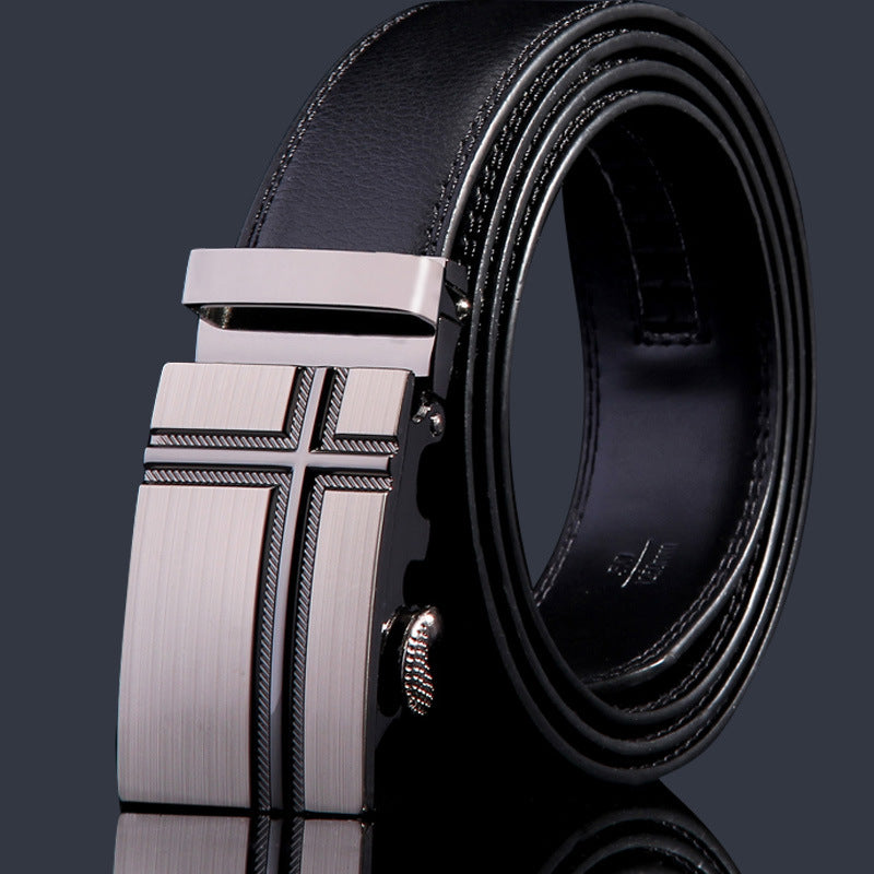 Mens Leather Belt Automatic Buckle - Genuine Leather for Comfort and Style - Neon North Clothing