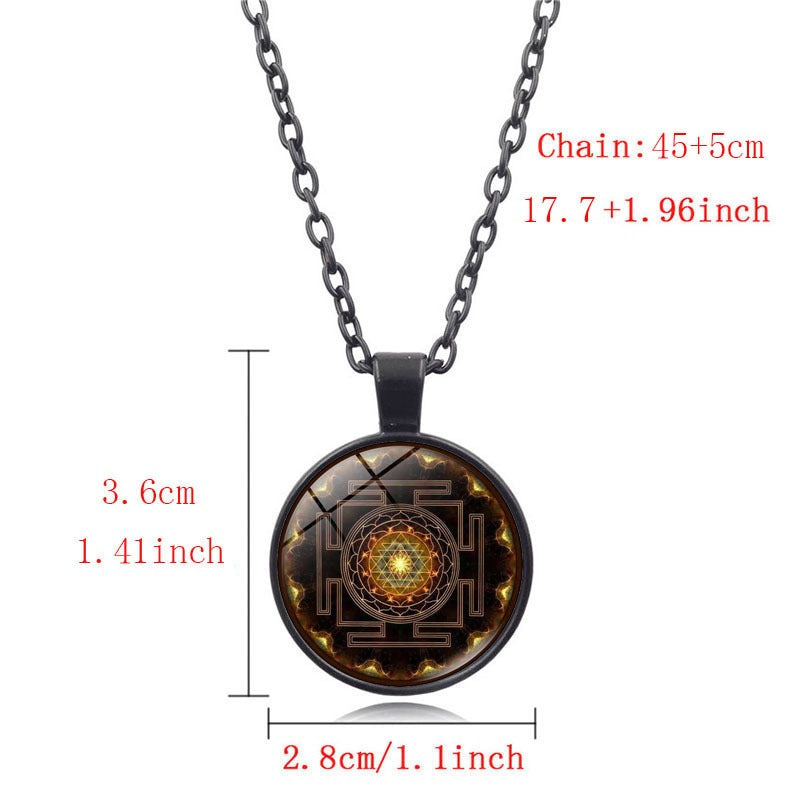 Sacred Sri Lankan Versatile Time Gemstone Pendant Retro Yantra Necklace - Neon North Clothing