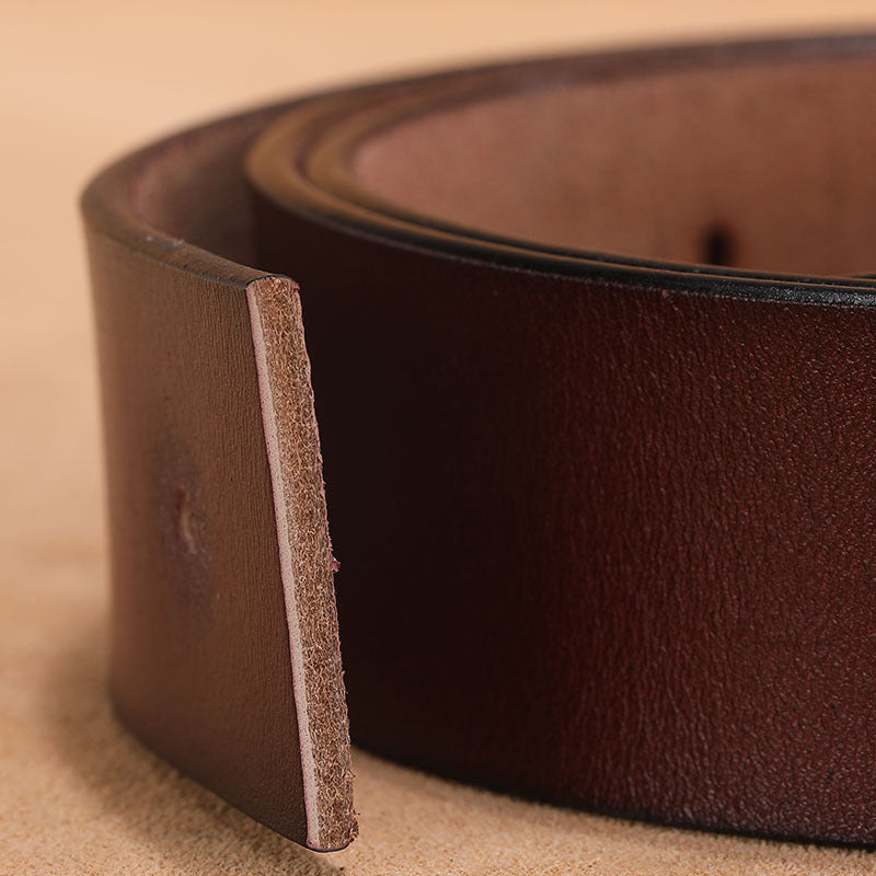 Smooth Genuine Leather Pants Belt - Pure Cowhide Letter V Design - Neon North Clothing
