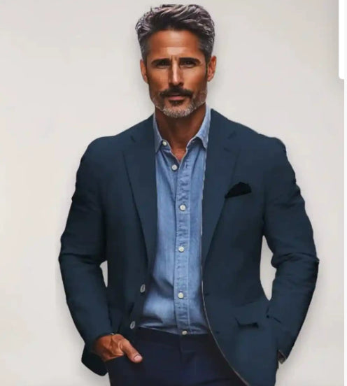 Casual Printed Suit Jacket with Double-Button Design