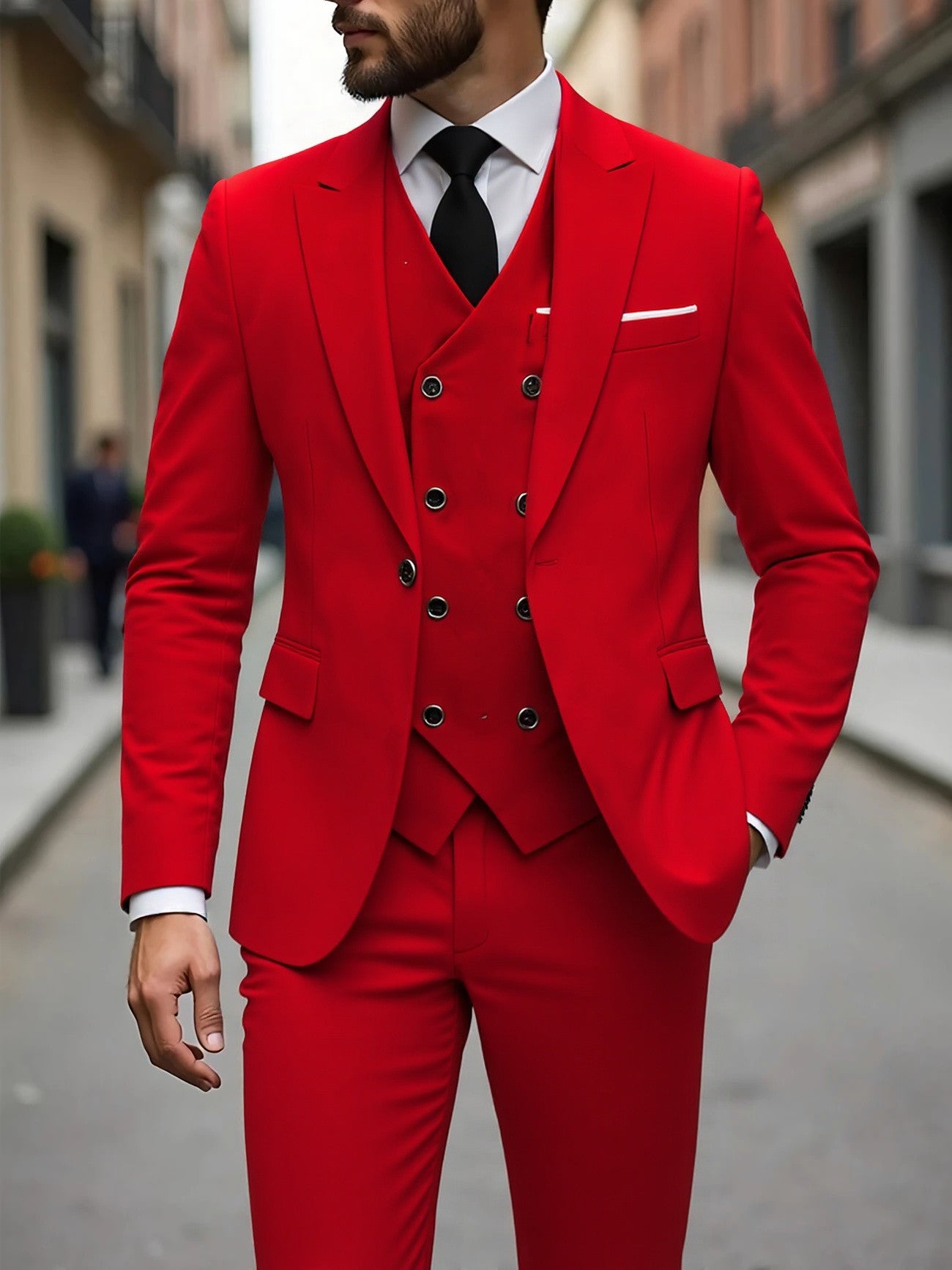 Double-breasted Three-Piece Suit Set for Men – Stylish Business Attire