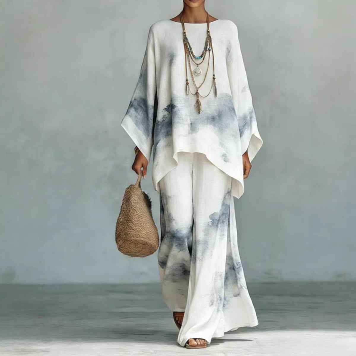 Women's Floral Print Linen Wide-Leg Set for Effortless Style