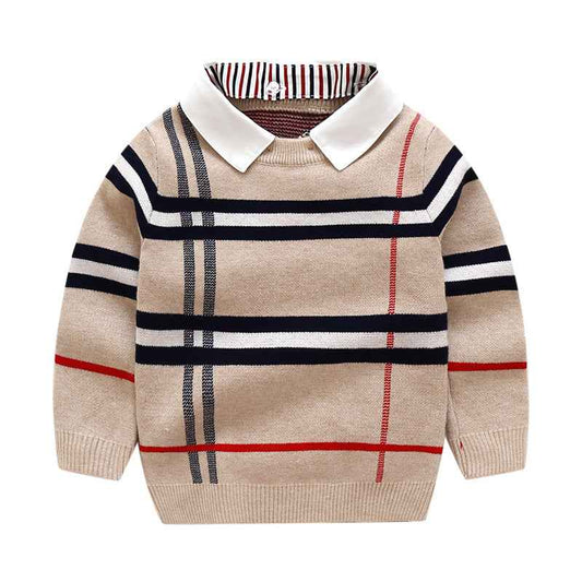 Cozy Collared Sweater with Plaid