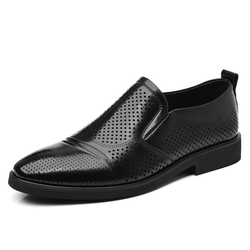 Mens Plus-Size Vintage Leather Shoes for Business Slip-On Style