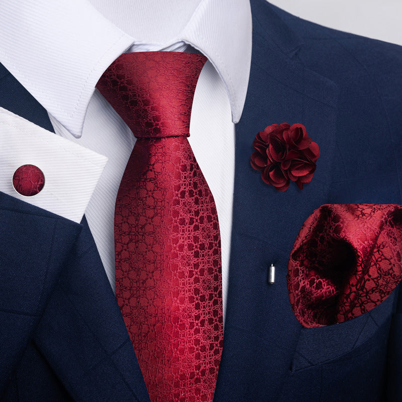 Men's Tie and Pocket Square Set with Pin - 2 Piece Suit Combo - Neon North Clothing