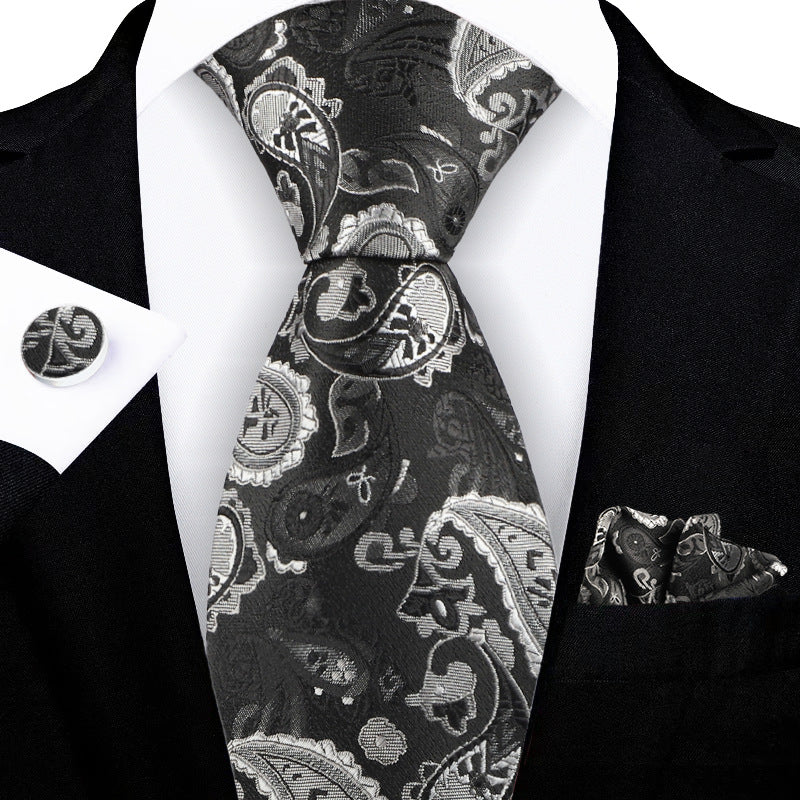 Jacquard Embroidered Tie with Cashew Pattern Design - Neon North Clothing