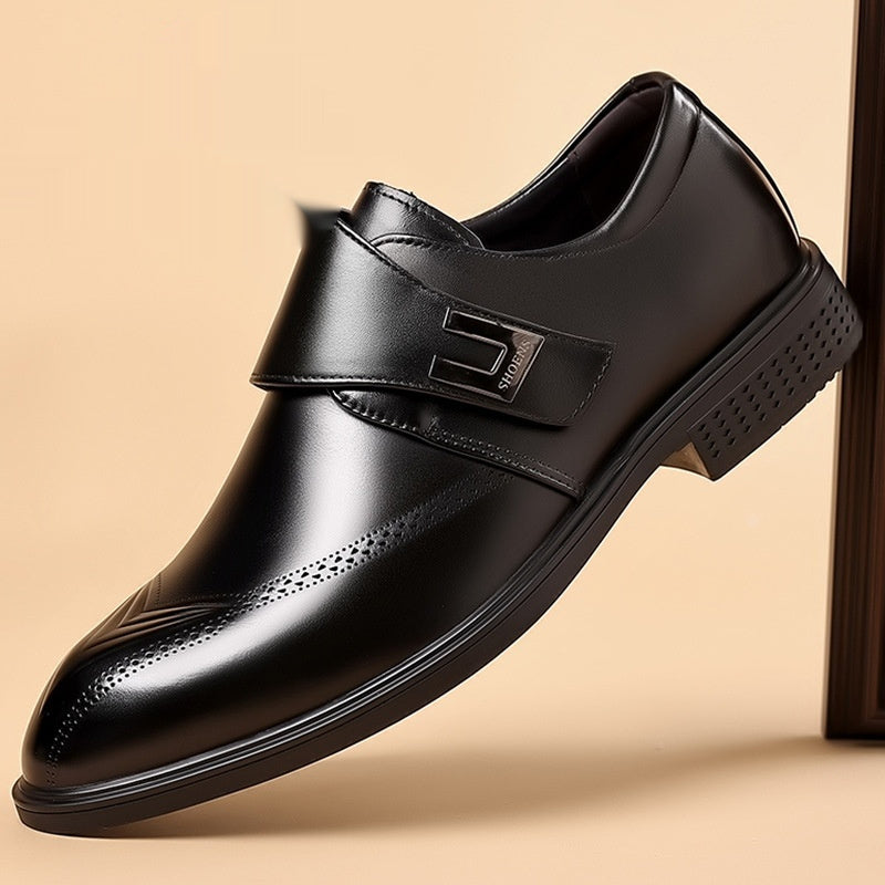 Mens Full-Grain Cowhide Leather Shoes with Pipe-Shaped Toe - Premium Quality Mens Full-Grain Leather Shoes
