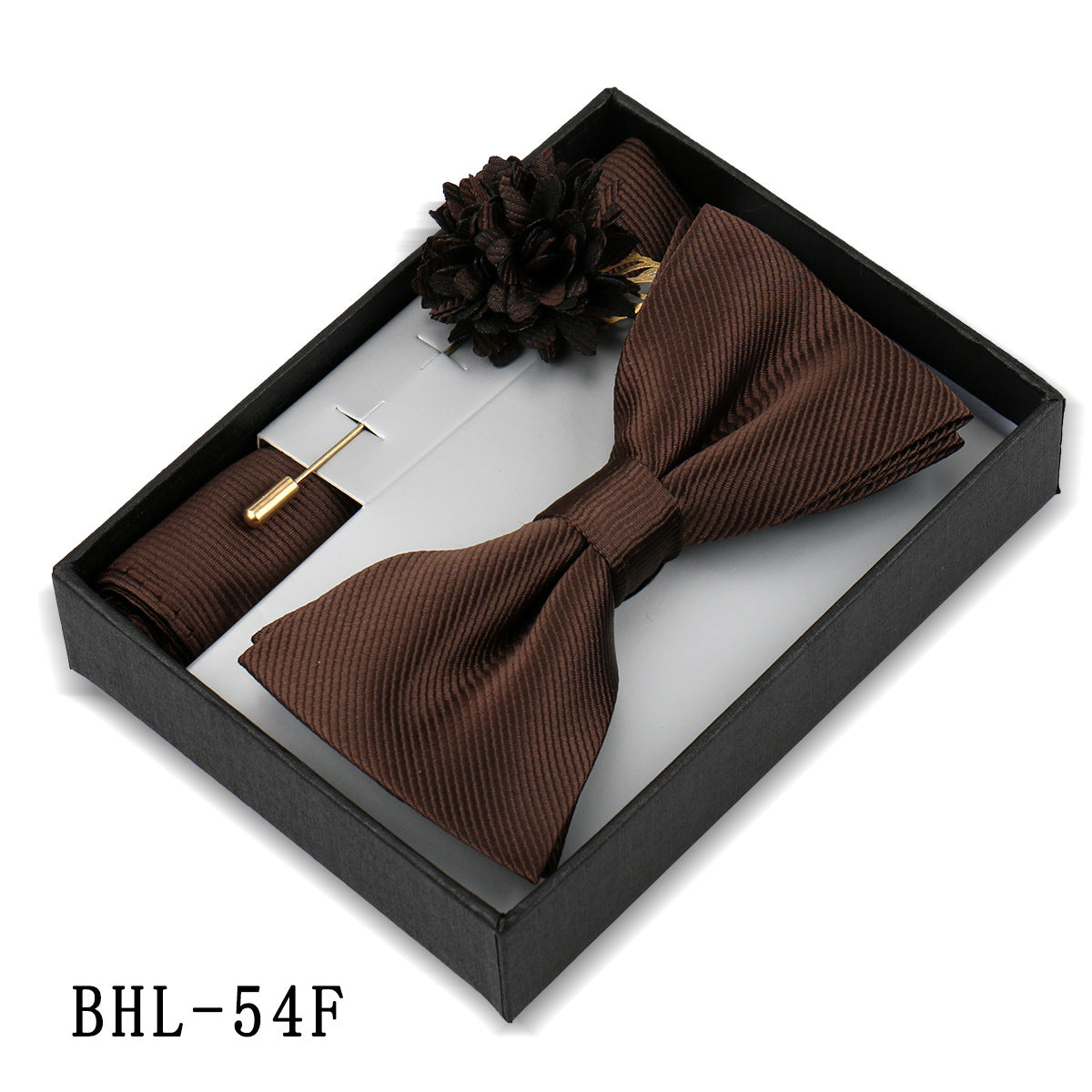 Men's Bow Tie Pocket Square Set with Brooch - Solid Color Elegance - Neon North Clothing