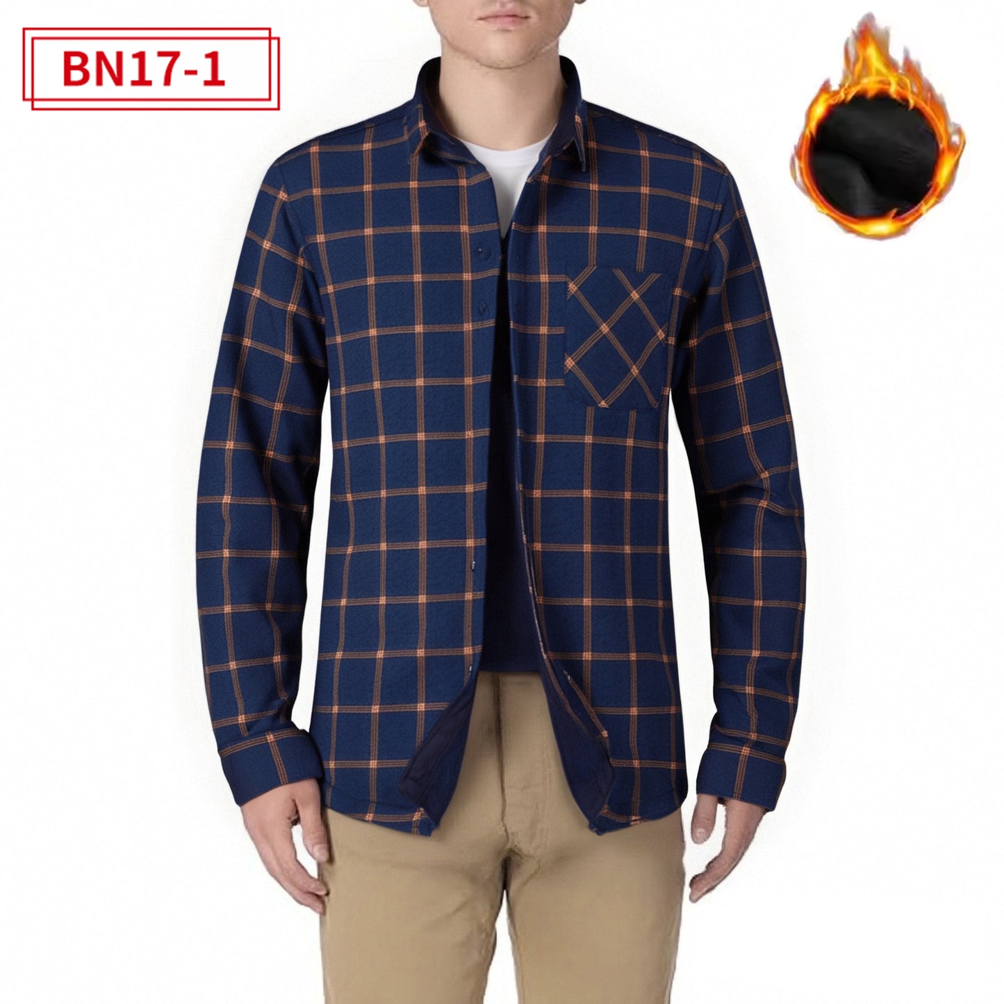 Fleece-lined Plaid Shirt For Warmth