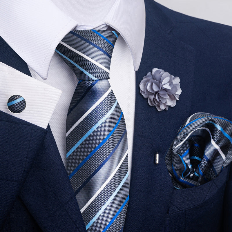Men's Tie and Pocket Square Set with Pin - 2 Piece Suit Combo - Neon North Clothing