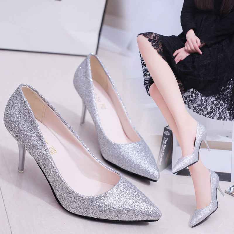 Women's High Heel Shoes, New Style Pure Color Single Shoes for Women