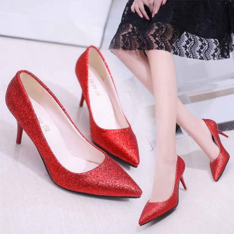 Women's High Heel Shoes, New Style Pure Color Single Shoes for Women