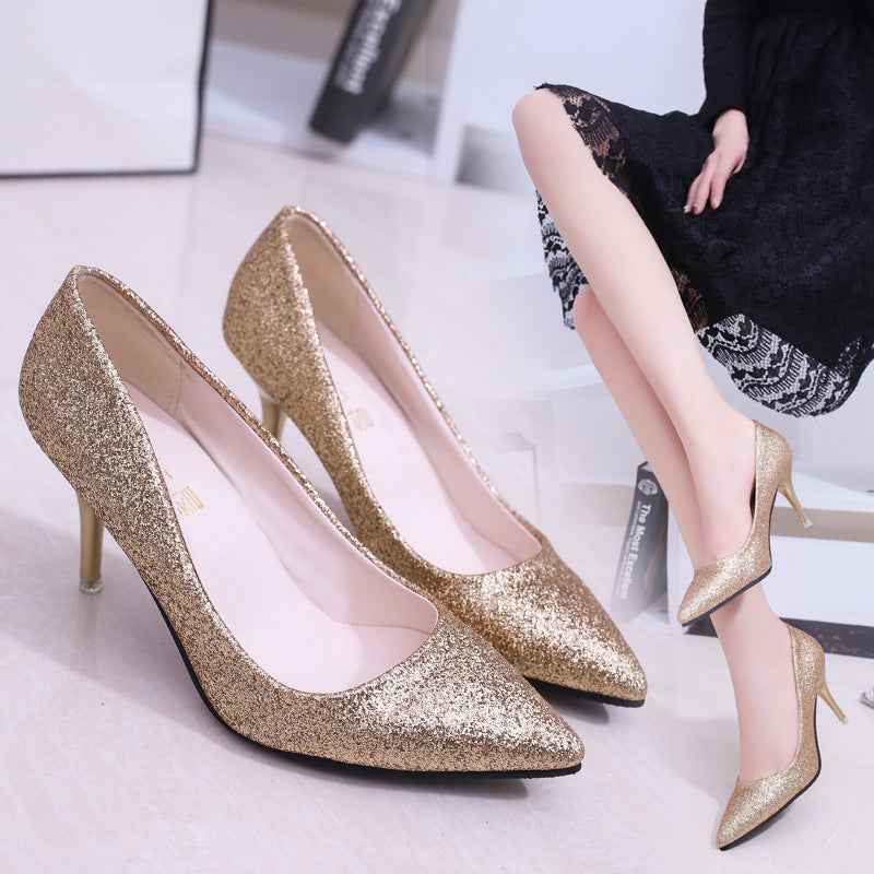 Women's High Heel Shoes, New Style Pure Color Single Shoes for Women