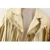 Spring Women Leather Jacket with Classic Tassel Design - Neon North Clothing