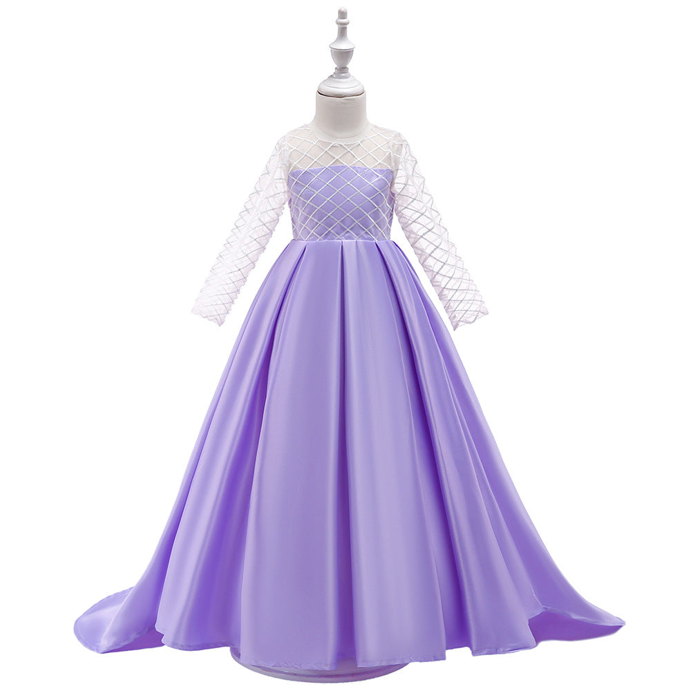 Mesh Long Sleeve Girls Dress for Elegant Casual Wear