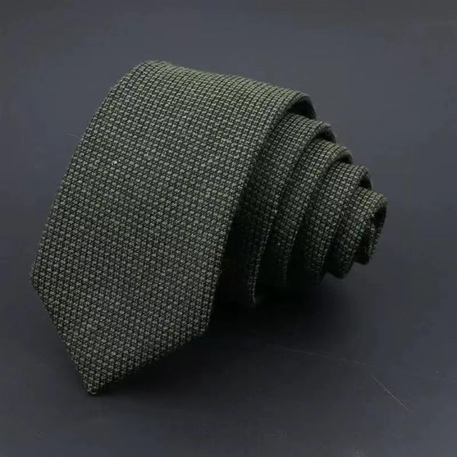 Thickened Sanded Fabric Men's Striped Cotton Tie - Solid Color Business Accessory - Neon North Clothing