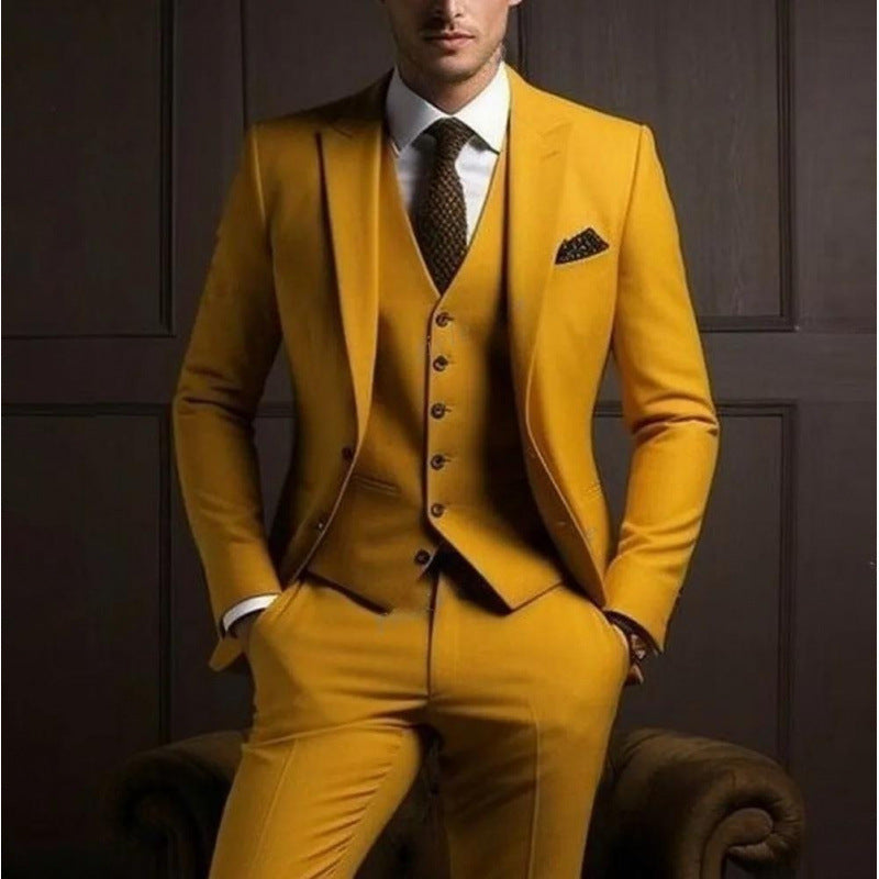 Mens Stylish Three-Piece Suit in Solid Colors for a Sophisticated Vibe