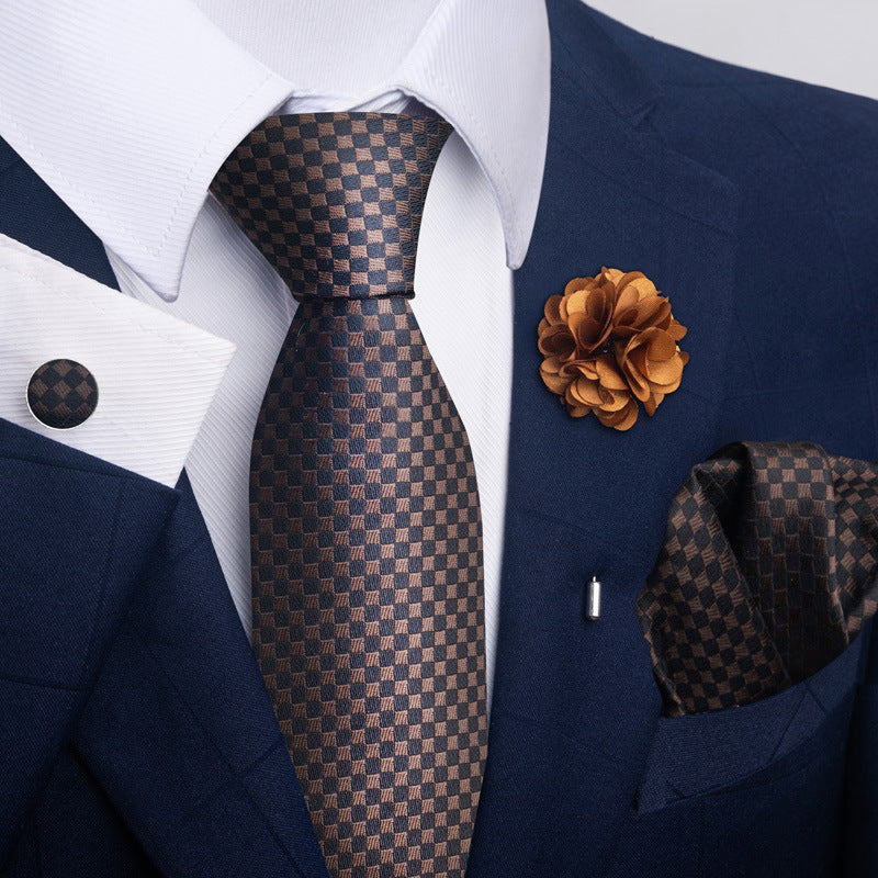 Men's Tie and Pocket Square Set with Pin - 2 Piece Suit Combo - Neon North Clothing