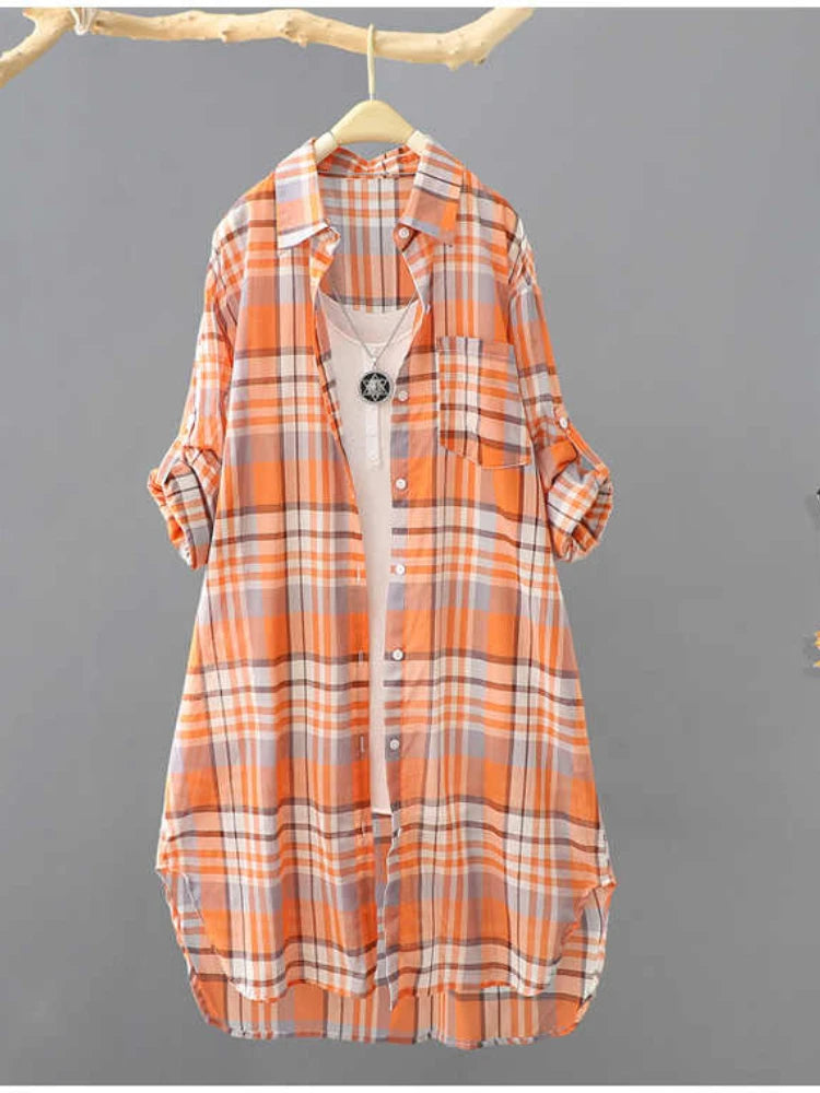 Plaid Elegant Shirt Style Blouse - Neon North Clothing