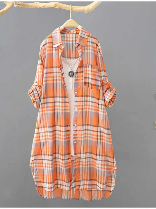 Plaid Elegant Shirt Style Blouse - Neon North Clothing
