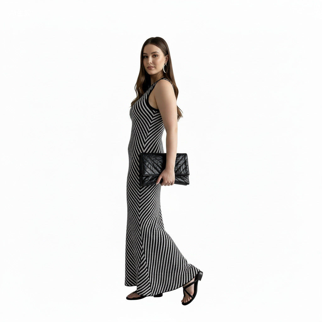 Chic High-End Round Neck Sleeveless Dress - Neon North Clothing