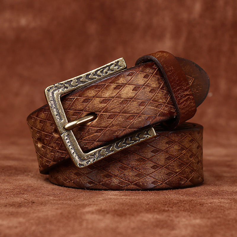 Original Diamond Carved Denim Belt for Men - Neon North Clothing