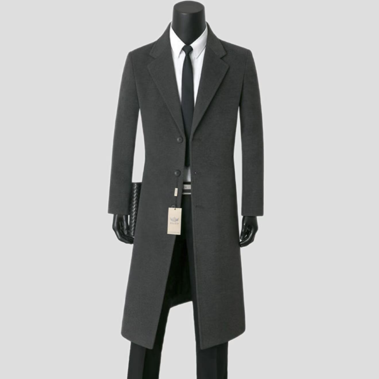 Mens Casual Wool Coat - Stylish Mid-Length Design for Every Occasion