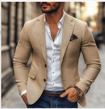 Casual Printed Suit Jacket with Double-Button Design