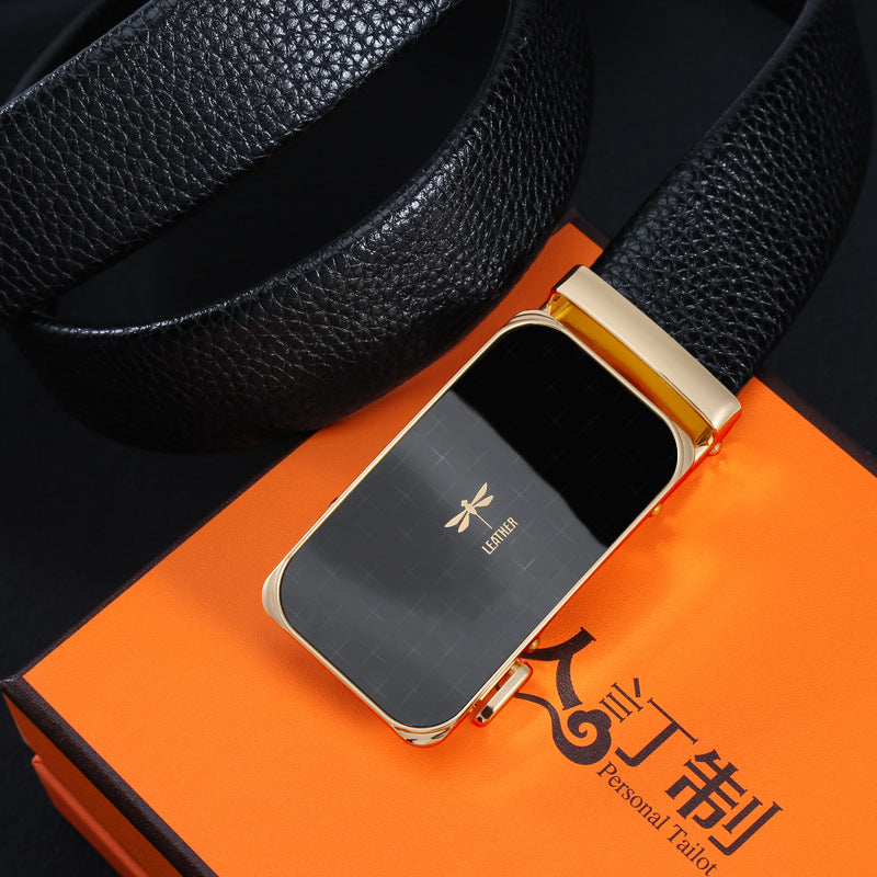 Mens Casual Business Belt Made Of Split Leather - Neon North Clothing