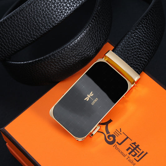 Mens Casual Business Belt Made Of Split Leather - Neon North Clothing