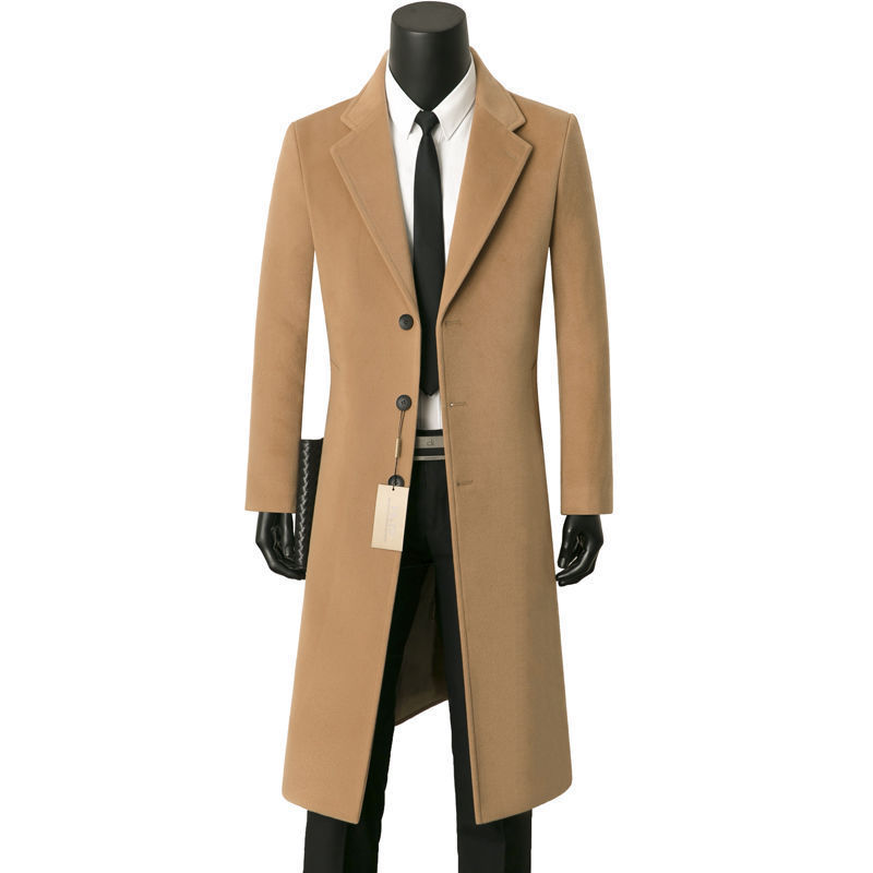 Mens Casual Wool Coat - Stylish Mid-Length Design for Every Occasion