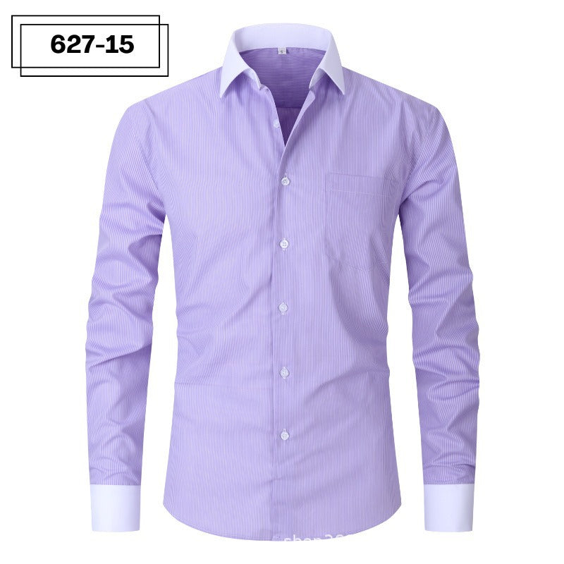Mens Striped Iron Free Shirt - Plus Size Slim Fit Option