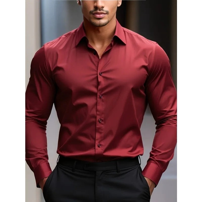 Artificial Silk Men's Casual Shirt - Solid Color Regular Fit Smart Casual Wear