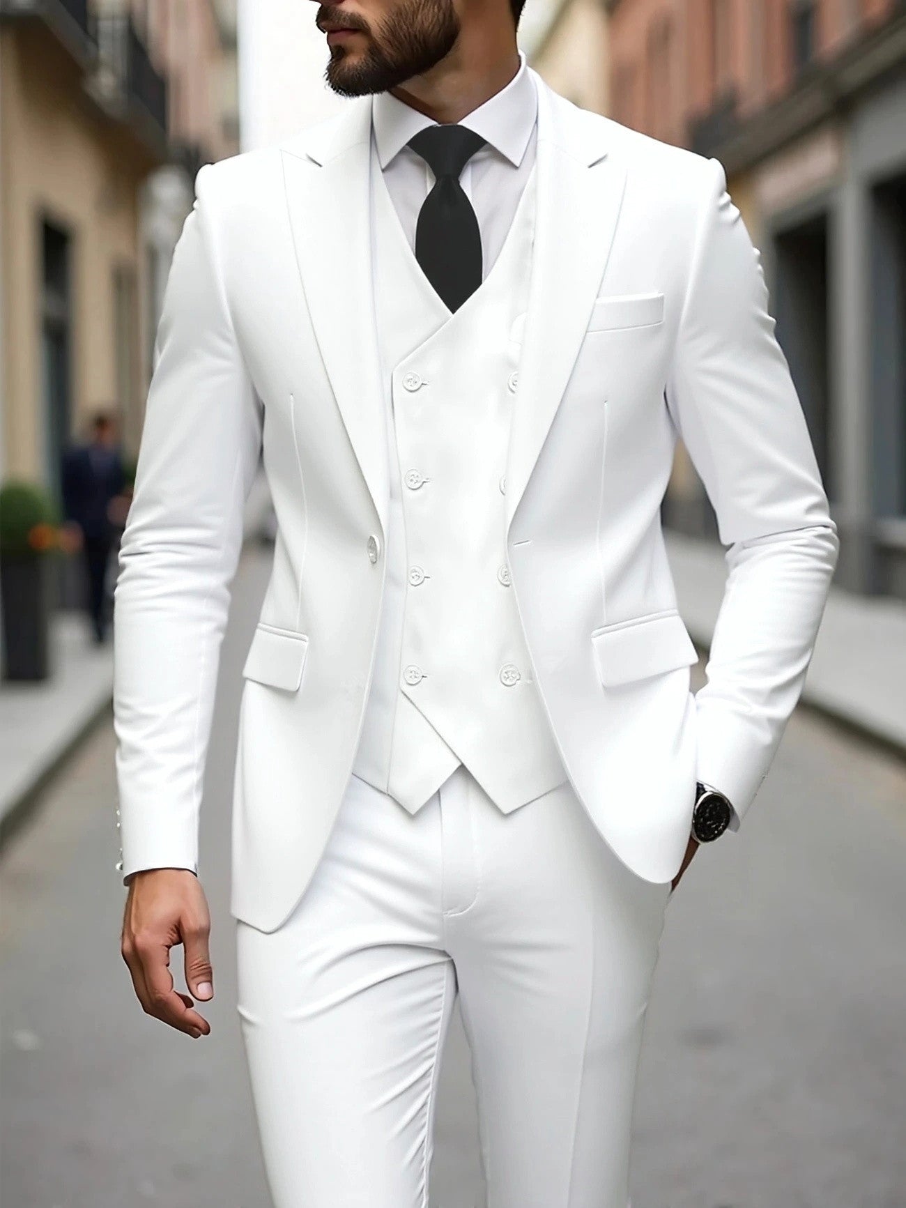 Double-breasted Three-Piece Suit Set for Men – Stylish Business Attire